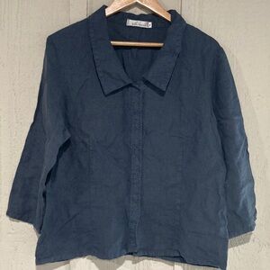 Cut Loose Linen Navy Blue Women's Top and Matching Pants